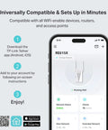 AX1800 WiFi 6 Range Extender app setup screen on smartphone with EasyMesh compatibility listed