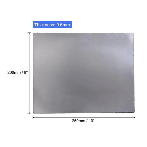 Flexible Graphite Foil Gasket Sheets 250x200x0.6mm Pack of 4 for Electronics Cooling and Heat Dissipation, showing dimensions