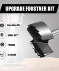 Premium 12 Piece Forstner Bit Set Crafted From Hardened High Speed Steel Precision Wood Drilling Tools 10Mm To 50Mm Range close-up of upgraded Forstner bit.