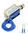 12V DC Pull Type Solenoid Electromagnet Open Frame Style With 8 To 10 Mm Stroke Linear Motion Plunger Spring Return No Fuss Installation DIY Automation Gear For Machinery Projects And Hobbies, blue wire leads