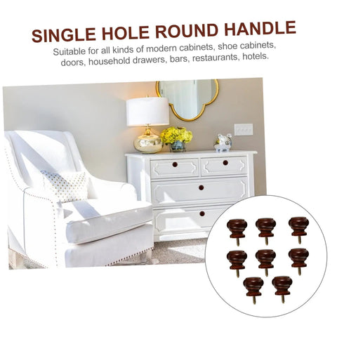 Eight Pack Round Wood Door Knobs For Drawers Wardrobes Cabinets And Closets Easy Install Smooth Finish Boho Vintage Style Handles