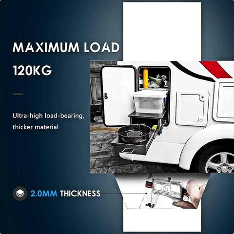 Heavy Duty Drawer Slides 53mm with ball bearings mounted in a kitchen setup demonstrating 120kg load capacity, 350mm length.