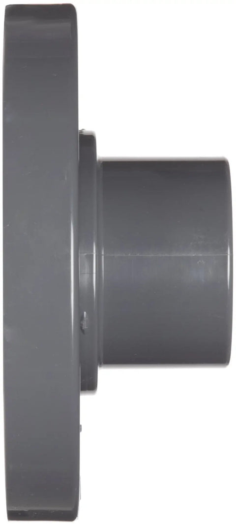 Heavy Duty PVC Pipe Fitting With Van Stone Flange One And One Half Inch Socket Class 150 Schedule 80 Gray For Plumbing Systems Built To Last And Resistant To Corrosion Up To 140 Degrees Fahrenheit side view