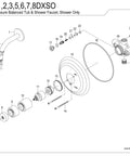 Exploded view diagram of Concord Shower Only in Oil Rubbed Bronze with 7.5 Inch Escutcheon, showing internal components.