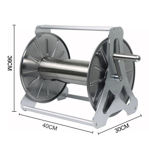 Heavy Duty Stainless Steel Garden Hose Reel With Smooth Rollup Crank, 40x30x36cm, designed for neat hose storage.