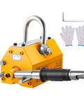 Heavy Duty 4400 Lbs Lifting Magnet With Release For Hoist And Shop Crane with handle, gloves, and hex key