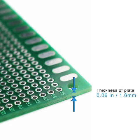 Close-up of Three Pack 15X20CM Double Sided Protoboard For DIY Soldering And Prototyping With Pre Tinned 1 mm Holes PCB Boards showing thickness.