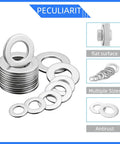 304 Stainless Steel Fender And Lock Washers Set For Screws And Bolts, Half Inch Inner Diameter, 0.89 Inch Outer Diameter, 0.08 Inch Thick