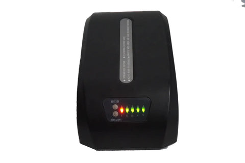 Voltstair Hercules Motorized Battery Stair Climbing Hand Truck battery gauge and control panel with LED indicators.