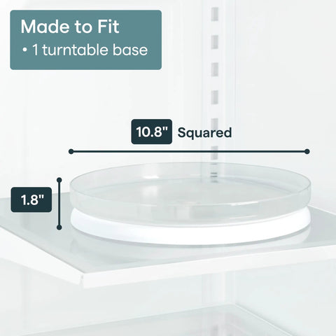 Hassle Free 360 Spin Fridge Turntable, Top Tier Lazy Susan Organizer For Refrigerator Storage, 10.8" diameter turntable base.