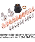 Top Tier 24 Pcs Plasma Cutter Consumables Set For Yeswelder Cut 55ds Pro And 65ds Torch Parts, including copper nozzles and ceramic parts.