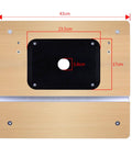 Heavy Duty Benchtop Router Table With Slick Adjustable Fence And Rock Solid Steel Stand Integrated Dust Port For Quick Setup and precise cuts dimensions 43cm x 40cm.