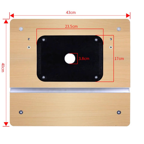 Heavy Duty Benchtop Router Table With Slick Adjustable Fence And Rock Solid Steel Stand Integrated Dust Port For Quick Setup and precise cuts dimensions 43cm x 40cm.