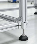 Aluminum frame with Six Pack M8 T Slot Leg Connectors Aluminum Corner Brackets For Profile Extrusion Caster Mounting Plates visible