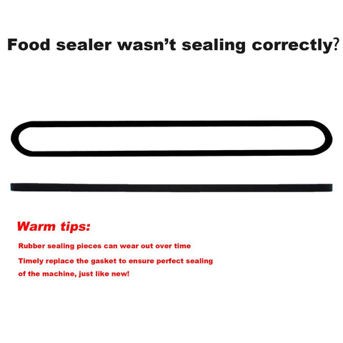 Foam gasket pair for FoodSaver vacuum sealer, upper and lower seals, black, two pieces, front view