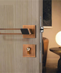 Door Handles Pair With Lock, Thickened Panel Interior Hardware in a modern living room setting