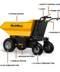 Heavy Duty 1100 Lb Haul Ready To Roll Electric Wheel Barrow Dumper Cart With 48V Battery 1000W Brushless Motor Hydraulic Tipping