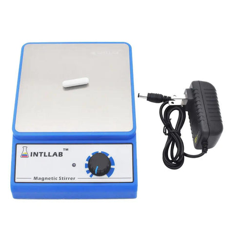 Stainless Steel Magnetic Stirrer With 316 Top Plate, No Heating, 3000ml Max Capacity, Stepless Speed Control shown with power adapter