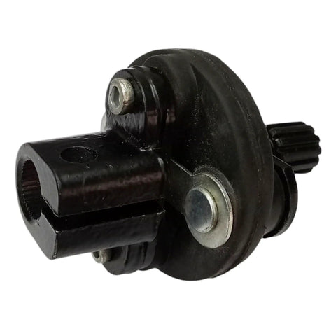 Heavy Duty Steering Coupling For Backhoe Equipment Genuine Oem Replacement Part Built Tough For Smooth Handling And Rock Solid Reliability On Grindy Daily Rig Jobs, black steel construction, close-up view.