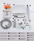 Components of Brushed Nickel Shower System With 10 Inch Rainfall Shower Head And Handheld Wall Mounted Shower Combo Set