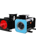Beefy Industrial Grade Permanent Magnet Synchronous Servo Motor For Air Compressors, 380V AC, rugged design, front and side view