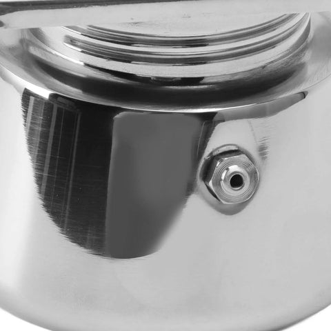 Close-up of the dual spout on the Rock Solid Stainless Steel Stovetop Espresso Maker for easy brewing.