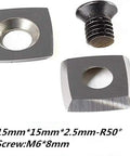 Five Pack Wood Turning Carbide Cutter Inserts Set with screws and square insert, 15mm, for popular wood turning tools.