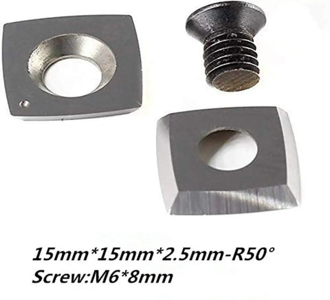 Five Pack Wood Turning Carbide Cutter Inserts Set with screws and square insert, 15mm, for popular wood turning tools.