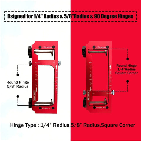 Door Hinge Jig Kit For Router, Aluminum Alloy Adjustable Mortise Template For Hinges From 2.5 To 5 Inches Long, shown front view