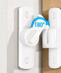 Heavy Duty Zinc Alloy Door Latch With 90 And 180 Degree Swivel Mount Featuring A Rock Solid Dual Mode Rotating Lock In Crisp White Finish.