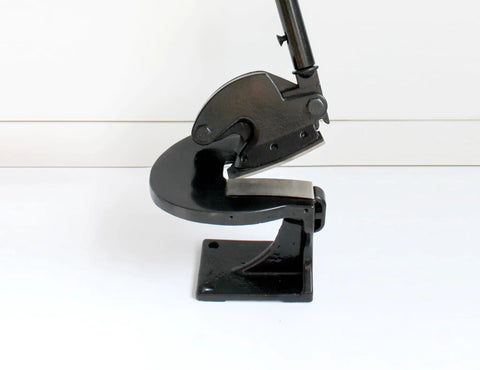 Throatless Bench Shear For Quick, Clean Metal Cuts, Beast Pro-Grade Multi-Purpose Curved Blade Cutter, side view