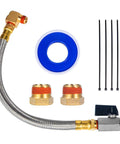 Extended Tank Drain Valve Assembly Kit For Air Compressors With Ten Inch Braided Steel Hose One Quarter Inch NPT Drain Valve
