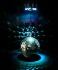 8 Inch Hanging Disco Ball With Motor And Light 6 RPM Rotating Mirror Ball Featuring 4 RGBW Colors And 18 LEDs Battery Powered