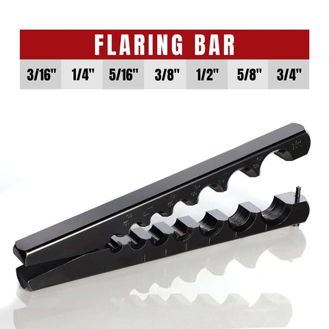 Seven Die Flaring Tool Set For HVAC Tubing Copper Aluminum Brass Flares At Forty Five Degrees with multiple pipe size slots