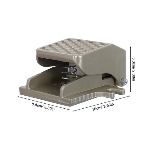 Air Valve Foot Switch Pneumatic Pedal Controller With Beefy Iron Construction And Easy Installation For Heavy Duty Performance In Demanding Industrial Tasks And High Frequency Operations. Khaki metal foot pedal, 10 x 8.4 x 5.3 cm