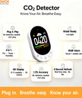 Plug In CO2 Detector Wall Outlet 3 In 1 Air Quality Monitor With Digital CO2 Display CO2 Alarm Temperature Humidity Meter Real Time CO2 Level Sensor And Alerts For Home Office School Garage, front view