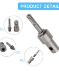 Earth Auger Adapter Tool With Four Interface Types For Impact Wrench And Hammer Drill Use Round Square Hex And Electric Wrench, Stable And Secure Fit For Heavy Duty Jobs Pro Grade Performance, detailed view of components.