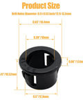60 Pack 1/2 Inch Snap In Cable Bushing Grommets In Black Nylon Locking Housings dimensions labeled on white background