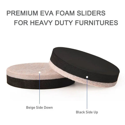 Round 2 Inch Felt Furniture Sliders Pack 24 Piece Heavy Duty Reusable Moving Pads for sofas and tables easy glide visible.