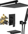 10 Inch Matte Black Rain Shower System With Brass Rough In Valve Included No More Water Hammer Pressure Balance Valve For Smooth Hot Cold Transitions And Pro Grade Shower Fixtures For Your Bathroom Renovation
