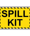 Heavy Duty Spill Kit Label Decal In Bold Yellow Gloss Vinyl With Fast Peel And Stick Install For Industrial Safety Compliance Signs.