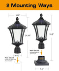 Durable Solar Post Lights Dusk To Dawn With Pier Mount Base Waterproof Exterior Pole Lamps Patterned Glass Pillar Light