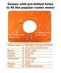 Precision Aluminum Router Table Insert Plate with pre-drilled holes for easy inverted router mounting on commercial tables.