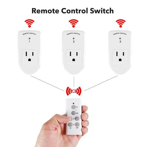 Wireless Remote Outlet Kit For Lights Fans Christmas Lights And Small Appliances, 100ft Range, 10A 1200W, 1 Remote And 1 Outlet in use