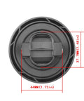 Top view of Engine Oil Filler Cap Compatible With BMW Engine Codes B46 B58 N20 N51 N52 N52N N54 N55 N63 N63M N63R N74 And More Fits 128i 135i 228i 320i 328i 335i 428i 528i 535i 740i 760i M3 M5 M6 X1 X3 X5 X6 X7 E70 E90 E92 F10 Replaces 11128655331 showing dimensions.