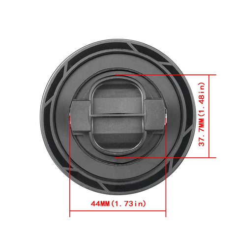 Top view of Engine Oil Filler Cap Compatible With BMW Engine Codes B46 B58 N20 N51 N52 N52N N54 N55 N63 N63M N63R N74 And More Fits 128i 135i 228i 320i 328i 335i 428i 528i 535i 740i 760i M3 M5 M6 X1 X3 X5 X6 X7 E70 E90 E92 F10 Replaces 11128655331 showing dimensions.
