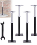 Heavy Duty House Floor Jacks Solid As A Rock Adjustable Post Supports 11 To 16 Point 5 Inch Range Set Of Four on concrete base with wrench.