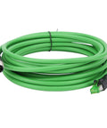 Industrial Cat6 RJ45 Ethernet Patch Cord 5m IP67 Tough 24 AWG Cable for Factory Automation and Control Cabinets High Speed Data Link for Machinery and Industrial Equipment Rugged Built For The Shop Floor Industrial Grade Performance, coiled green cable
