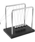 Large Newtons Cradle Pendulum Desk Toy With 5 Beads Perpetual Motion Balance Balls Black Wooden Base For Office Decor