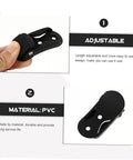 Two Pack Roller Skate Straps With Buckle And Screws, adjustable PVC material, close-up of black strap held in hand.